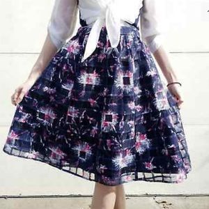 Halogen Flower Printed Circle Skirt